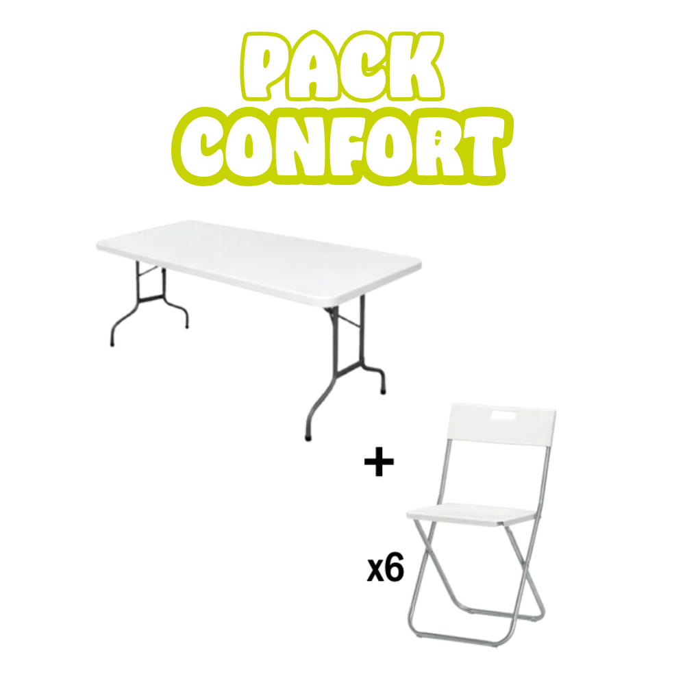 PACK CONFORT : Table Rectangulaire et Chaises