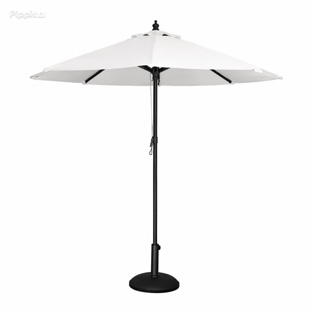 image_Pippit_202606081716 parasol-ecru-acier-noir-avec-son-pied-nooba-mariage-seminaire-team-building
